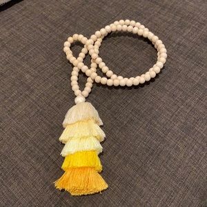 Tassel Beaded Necklace Yellow Vibes 23"